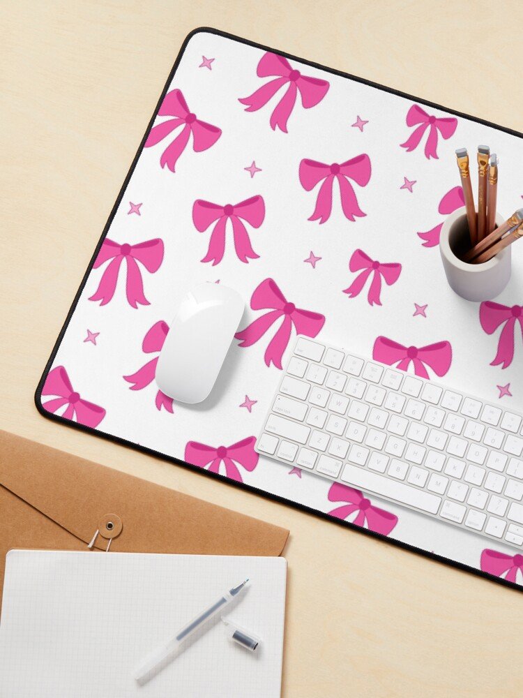pink bows seamless pattern desk mat
