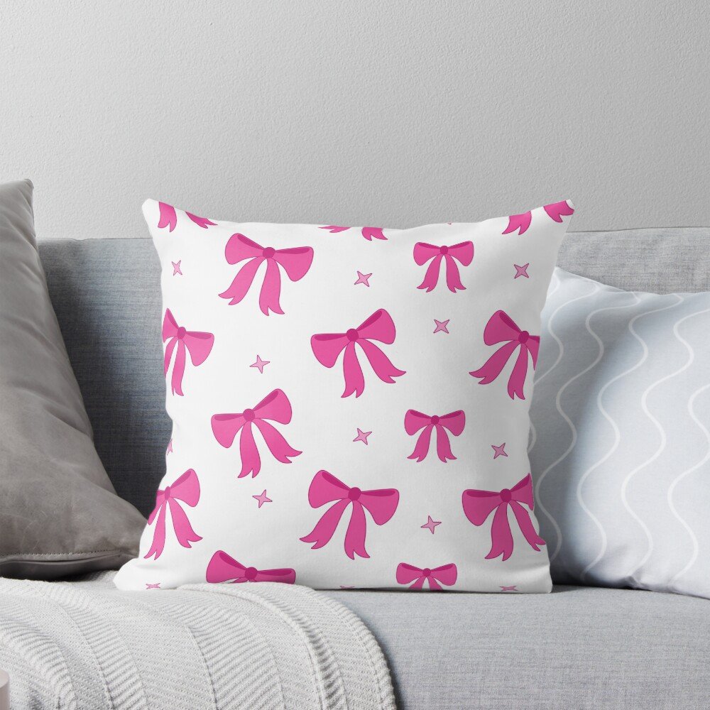 pink bows seamless throw pillow