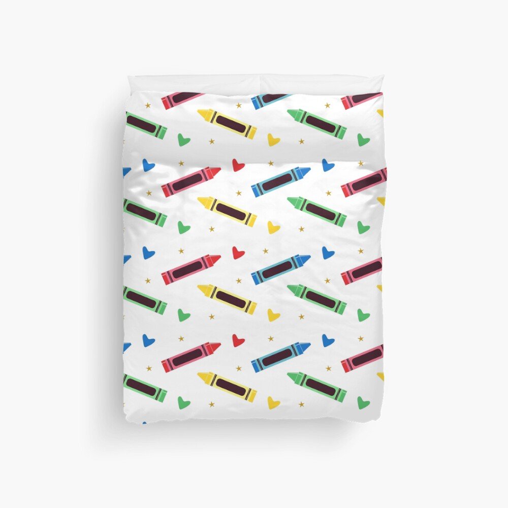 colourful crayons seamless pattern duvet cover