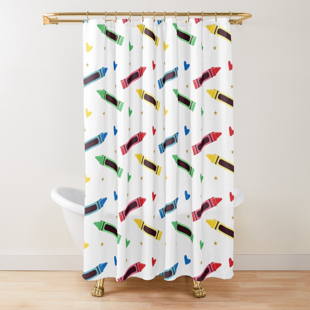 colourful crayons seamless pattern shower curtain