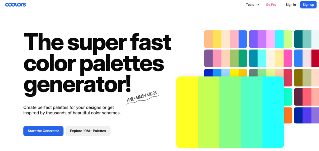 coolors interface